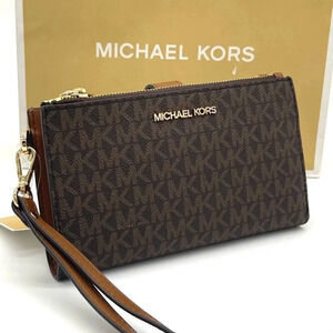 Michael Kors Large Double Zip Wallet Wristlet Brown